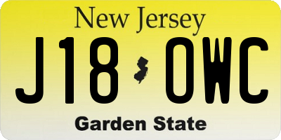 NJ license plate J18OWC
