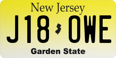NJ license plate J18OWE