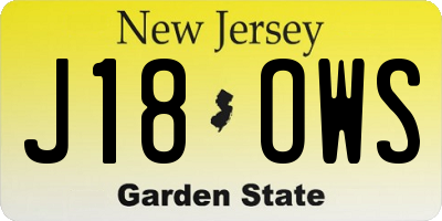 NJ license plate J18OWS
