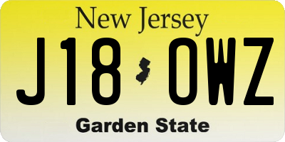 NJ license plate J18OWZ