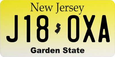 NJ license plate J18OXA