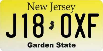 NJ license plate J18OXF
