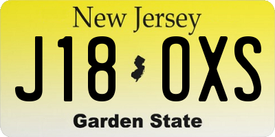 NJ license plate J18OXS