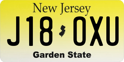 NJ license plate J18OXU