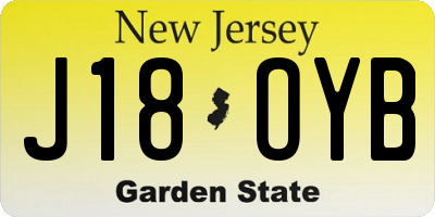 NJ license plate J18OYB