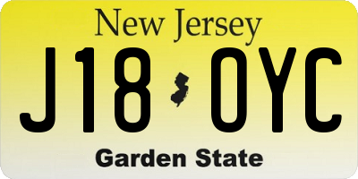 NJ license plate J18OYC