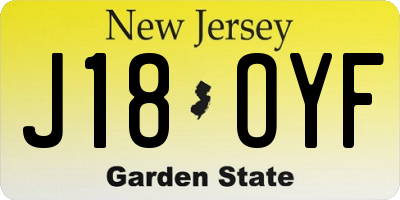 NJ license plate J18OYF