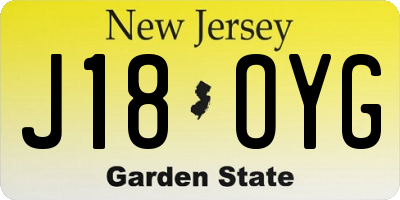 NJ license plate J18OYG