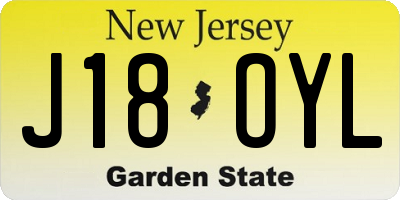 NJ license plate J18OYL