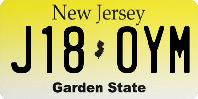 NJ license plate J18OYM