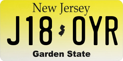 NJ license plate J18OYR