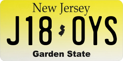 NJ license plate J18OYS