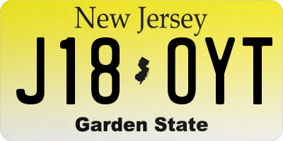 NJ license plate J18OYT