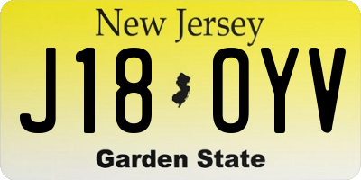 NJ license plate J18OYV