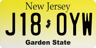 NJ license plate J18OYW