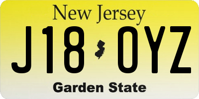 NJ license plate J18OYZ