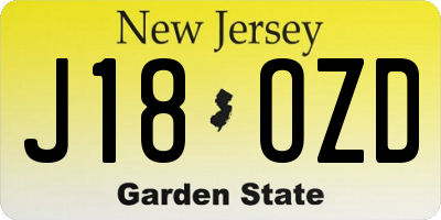 NJ license plate J18OZD