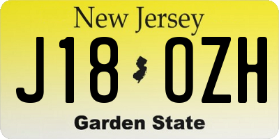 NJ license plate J18OZH