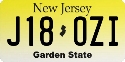 NJ license plate J18OZI