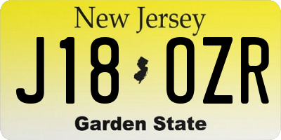 NJ license plate J18OZR