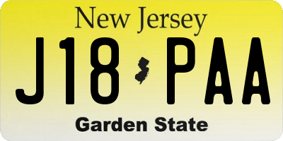 NJ license plate J18PAA