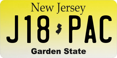 NJ license plate J18PAC