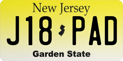 NJ license plate J18PAD