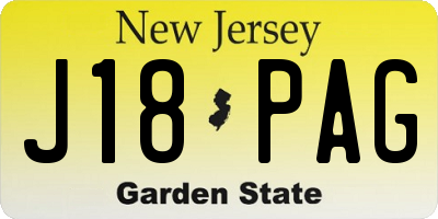 NJ license plate J18PAG