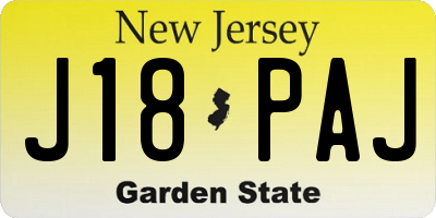 NJ license plate J18PAJ