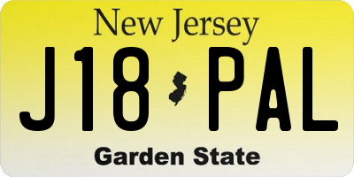 NJ license plate J18PAL