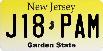 NJ license plate J18PAM
