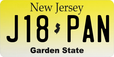 NJ license plate J18PAN
