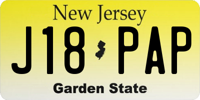 NJ license plate J18PAP