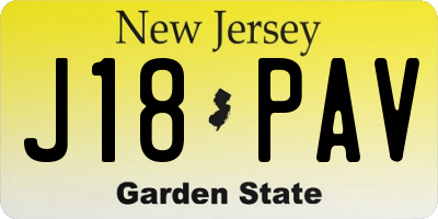 NJ license plate J18PAV