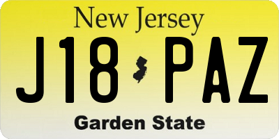 NJ license plate J18PAZ
