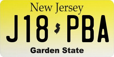 NJ license plate J18PBA