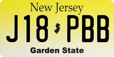 NJ license plate J18PBB