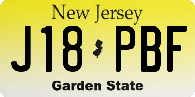 NJ license plate J18PBF