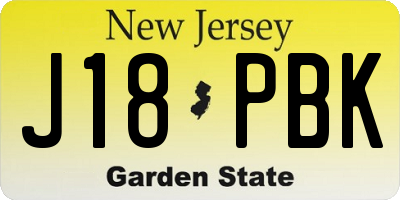 NJ license plate J18PBK