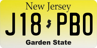 NJ license plate J18PBO