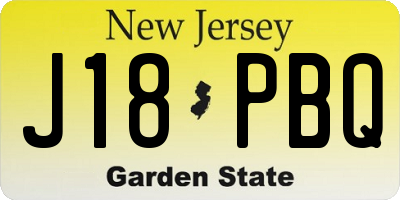 NJ license plate J18PBQ