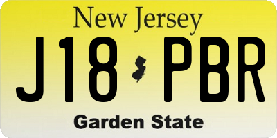 NJ license plate J18PBR