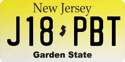 NJ license plate J18PBT