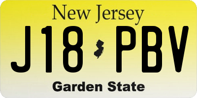 NJ license plate J18PBV