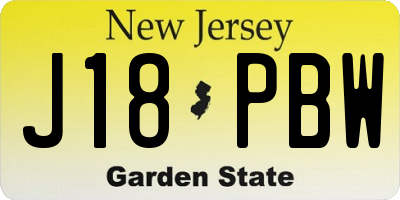 NJ license plate J18PBW