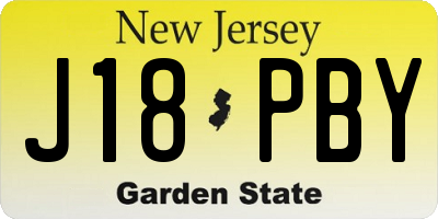 NJ license plate J18PBY