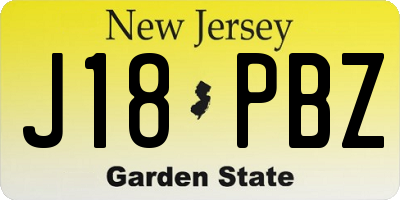 NJ license plate J18PBZ