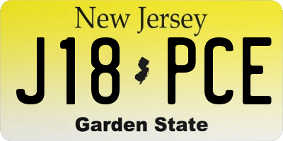 NJ license plate J18PCE