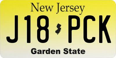 NJ license plate J18PCK