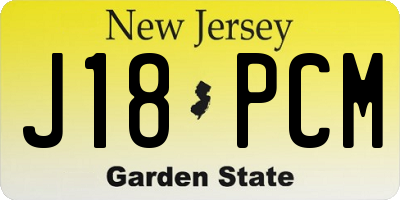 NJ license plate J18PCM